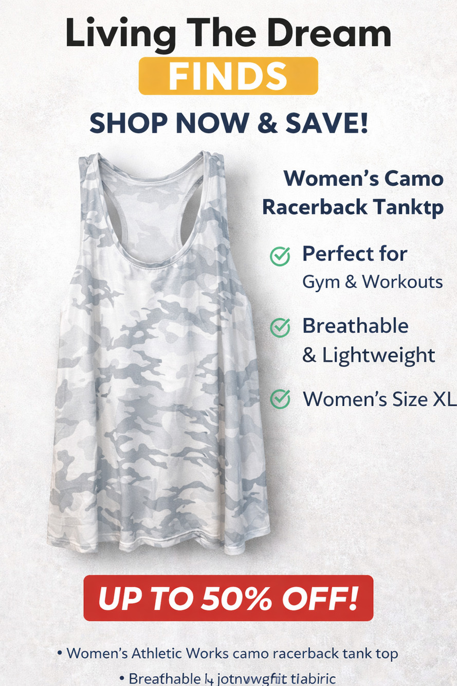 Women’s XL Athletic Works Camo Tank Top Gray White Racerback Activewear Shirt